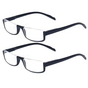 Reading glasses 2 Pair Half Moon Half Frame Readers Spring Hinge Men and Women Glasses (2 Pack Black, 2.50)