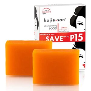 Kojie San Skin Brightening Soap - The Original Kojic Acid Soap with Brightening and Moisturizing Properties, Even Skin Tone and Reduce Appearance of Hyperpigmentation (65 grams, 2 Bars Per Pack)…