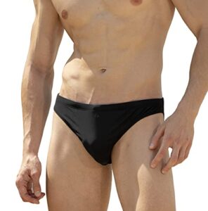 EASEJUICY Men's Swimwear Sexy Bikini Solid Swimming Briefs Low Waist Drawstring (Black, Large)