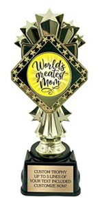 Best Mom Trophy - Award for Mother's Day - World’s Greatest Mother - 9 Inches Tall with Custom Engraved Plate!