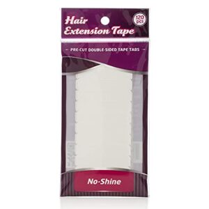 No Shine by BEAUTIFY Hypoallergenic Double Sided Hair Extension Tape, 4 cm x 0.8 cm, 120 Pre-Cut Tabs