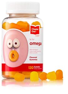 Chapter One Omega Gummies, Great Tasting Chewable Omega 3 Gummies for Kids, Certified Kosher (120 Flavored Gummies)