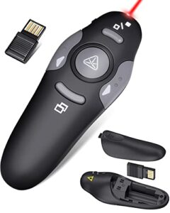 Wireless Presentation Clicker for PowerPoint Presentations, USB Dongle Wireless Presenter Remote with Laser Pointer Slide Clickers for Mac/Windows/Linux, Computer/Laptop, Google Slide/PPT/Keynote