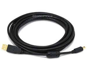 Monoprice 10-Feet USB 2.0 A Male to Mini-B 5Pin Male 28/24AWG Cable with Ferrite Core (Gold Plated) (105449)