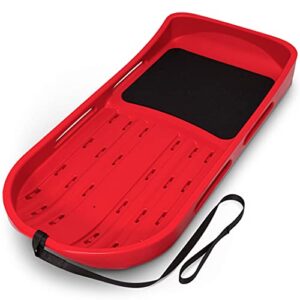 GoSports 2 Person Premium Snow Sled with Double Walled Construction, Pull Strap and Padded Seat - Red
