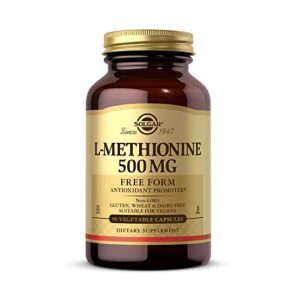 Solgar L-Methionine 500 mg, 90 Vegetable Capsules - Antioxidant Promoter - Supports Fat Metabolism - Vegan, Gluten Free, Dairy Free, Kosher - 90 Servings