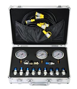 ATPEAM Hydraulic Pressure Test Kit Excavator Parts Hydraulic Tester Coupling Hydraulic Pressure Gauge Kit with 11 Couplings for Excavator Construction Machinery 25/40/60 Mpa
