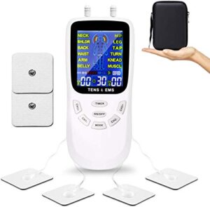 TENS Unit Muscle Stimulator for Pain Relief Therapy, Dual Channels Electronic Pulse Massager EMS Deivce with Travel Hard Case