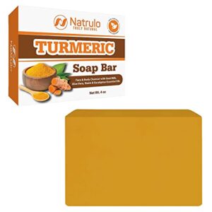 Natural Turmeric Soap Bar for Face & Body – Turmeric Skin Soap Wash for Dark Spots, Intimate Areas, Underarms – Turmeric Face Soap Reduces Acne, Fades Scars & Cleanses Skin – 4oz Turmeric Bar Soap for All Skin Types Made in USA (4 Ounce (Pack of 1))
