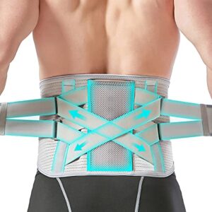 EGjoey Back Brace for Lower Back Pain Relief - Back Support Belt for Women & Men, Lower Back Brace for Herniated Disc, Sciatica. Removable Stays for Lower Back Support with 2 Different Hardness Sets (XX-Large, Grey)