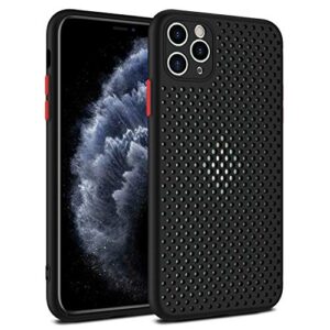 Heat Dissipation iPhone Case, 2022 Breathable Cooling Hollow Cellular Hole Heat Dissipation Case Full Back Camera Lens Protection Ultra Slim TPU Cover (Black, Compatible with iPhone 13 Pro Max)