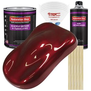 Restoration Shop - Fire Red Pearl Acrylic Urethane Auto Paint - Complete Gallon Paint Kit - Professional Single Stage High Gloss Automotive, Car, Truck Coating, 4:1 Mix Ratio, 2.8 VOC