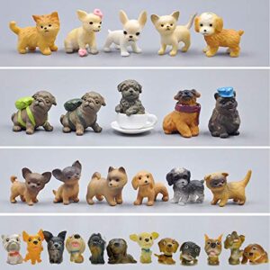 Mini Plastic Puppy Dog Figurines for Kids, 28 Pack High Imitation Detailed Hand Painted Realistic Small Dog Figurines Toy Set