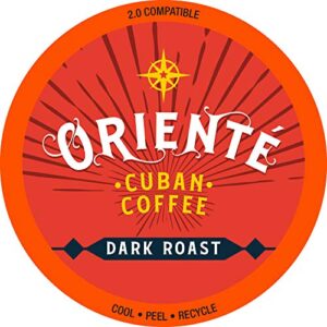 Oriente Cuban Coffee Roasters - Dark Roast Cuban Coffee - 24ct. - Solar Energy Produced Recyclable Dark Roast Coffee Pods - Authentic Cuban Coffee Inspired Style - KCup Compatible - 2X Stronger Coffee
