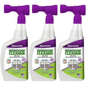 Rejuvenate Outdoor Window Spray and Rinse Cleaner with Hose End Adapter (3 x 32oz)