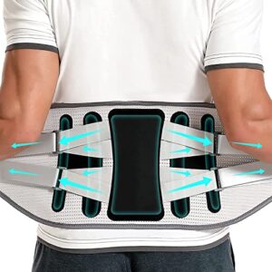 EGjoey Back Brace with 8 support belts for Lower Back Pain Relief, Back Support Belt for Women & Men, Lower Back Support with Large Area Aluminum Support, Lower Back Brace for Herniated Disc, Sciatica