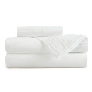 BEDSURE White Sheets Queen Size - Soft 1800 Bed Sheets for Queen Size, 4 Pieces White Queen Sheets Sets