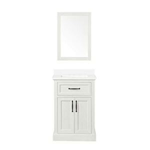 Ove Decors Hampstead 24 in. Single Sink Bathroom Vanity Kit Antique White, 24 inches, with Included Mirror