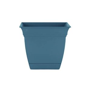 6 Inch Eclipse Plastic Square Planter – Indoor or Outdoor Plant Pots with Saucer in Slate Blue by The HC Companies