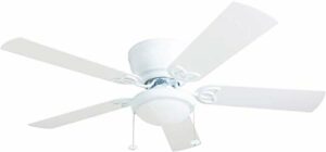 Prominence Home Benton Ceiling Fan - 52-in Flush Mount Indoor Fan with Pull Chain - LED Ceiling Fan with Light - Traditional Room Fan with Dual Finish Blades - Model 50852-01 - (White)