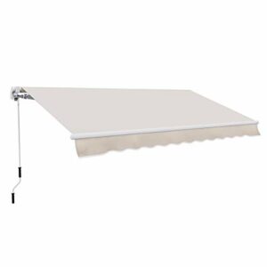 Outsunny 8' x 7' Patio Retractable Awning/Manual Exterior Sun Shade Deck Window Cover, Beige