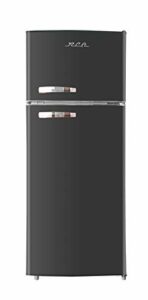 RCA RFR786-BLACK 2 Door Apartment Size Refrigerator with Freezer, 7.5 cu. ft, Retro Black