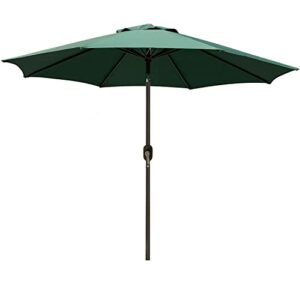 Blissun 9' Outdoor Aluminum Patio Umbrella, Striped Patio Umbrella, Market Striped Umbrella with Push Button Tilt and Crank (Dark Green)