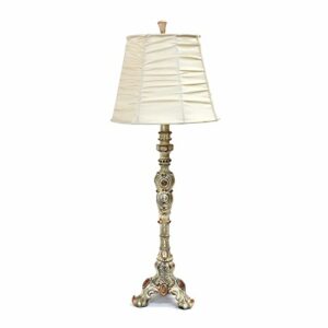 Elegant Designs LT3301-CRM Antique Style Buffet Table Lamp with Cream Ruched Shade