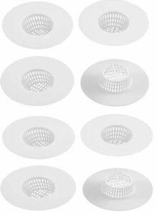 Bathroom Plastic Drain Hair Stopper Strainers Sink Drainer Filter Net White Sink Strainers Rubber Shower Traps Floor Shower Drain Covers Basin Filters Silicone Filters For Kitchen 1 Pack of 8 (White)