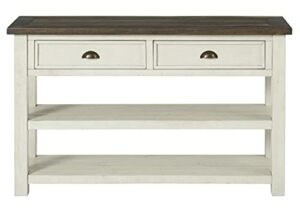 Martin Svensson Home Solid Wood Sofa Console Table, Cream White with Brown Top