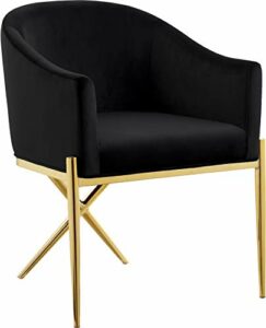 Meridian Furniture Xavier Collection Modern | Contemporary Velvet Upholstered Dining Chair with Sturdy Steel X Shaped Legs, 25.5