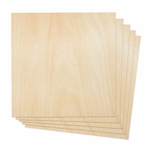 Plywood Sheet Board Squares, A Grade, 12 x 12 inch, 1.5mm Thick, Pack of 5 Unfinished Wood for Crafts Basswood by Craftiff