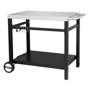 Royal Gourmet Double-Shelf Movable Dining Cart Table,Commercial Multifunctional Stainless Steel Flattop Worktable PC3401S
