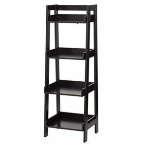 UTEX 4-Tier Ladder Shelf, Bathroom Shelf Freestanding, 4-Shelf Spacesaver Open Wood Shelving Unit, Ladder Shelf (Espresso)