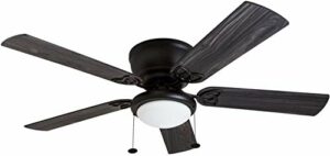 Prominence Home 50853 Benton Hugger/Low Profile Ceiling Fan, 52” Matte Black/Gray Cedar Blades, LED Globe Light, Matte Black