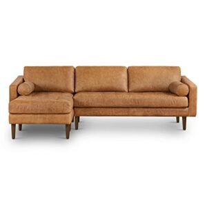 POLY & BARK Napa Left Sectional Sofa in Full-Grain Pure-Aniline Italian Leather, Cognac Tan