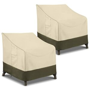 SunPatio Outdoor High Back Chair Covers for Swivel Rocking Chair, Stacking Chair, Waterproof Patio Dining Chair Covers, Durable and Weather Resistant, Beige and Olive, 38W x 32D x 36H Inch, 2 Pack