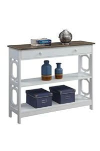 Convenience Concepts Omega 1 Drawer Console Table, Driftwood Top / White Frame