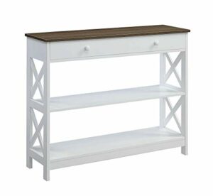 Convenience Concepts Oxford 1 Drawer Console Table, Driftwood / White