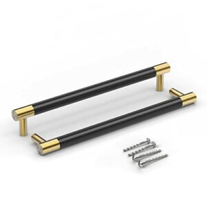 Bar Cabinet Handle Knob Pull Brushed Satin Gold/Brass Finish with Electroplated Matte Black 10.1