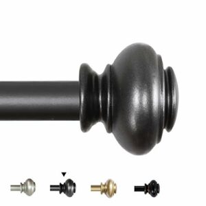 H.VERSAILTEX Window Curtain Rods for Windows 48 to 84 Inches Adjustable Decorative 3/4 Inch Diameter Single Window Curtain Rod Set with Classic Finials, Pewter Finishing