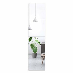 EVENLIVE® Full Length Mirror Tiles, Frameless Wall Mirror 12 Inch 4 pcs, Vanity Mirror, Long Mirror,Body Mirror, Gym Mirrors for Home Gym, for Door, Closet , Room