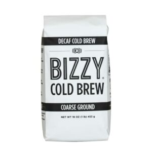 Bizzy Cold Brew Coffee | Decaf Blend | Water Process | Coarse Ground Coffee | Micro Sifted | Specialty Grade | 100% Arabica | 1 LB