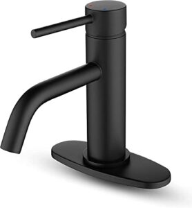 Bathroom Faucet with Optional Deck Plate 4 Inch Centerset Matte Black Single Hole Bathroom Sink Faucet Provides Great Experience for Daily Use