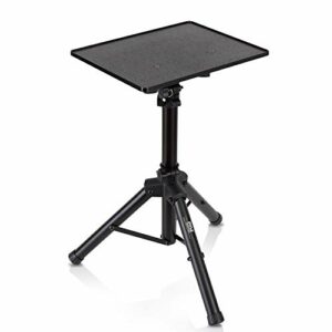 Universal Laptop Projector Tripod Stand - Computer, Book, DJ Equipment Holder Mount Height Adjustable Up to 35 Inches w/ 14'' x 11'' Plate Size - Perfect for Stage or Studio Use - PylePro PLPTS2