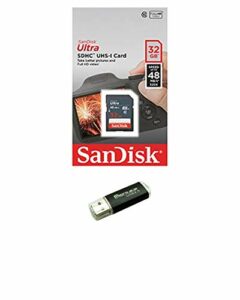 Sandisk 32GB SD SDHC Flash Memory Card for Nintendo 3DS N3DS DS DSI & Wii Media Kit, Nikon SLR Coolpix Camera, Kodak Easyshare, Canon Powershot, Canon EOS, Comes with Bonus SD/TF USB Card Reader