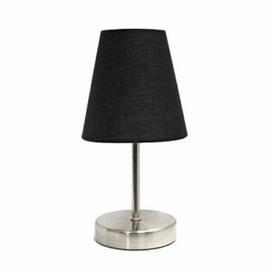 Simple Designs LT2013-BLK Sand Nickel Mini Basic Table Lamp with Fabric Shade, Black