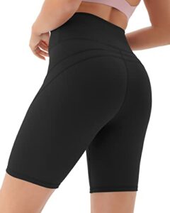JOYSPELS Biker Shorts Women High Waist Spandex Workout Compression Yoga Shorts with Pocket for Gym Biking Cycling (Black, XL)
