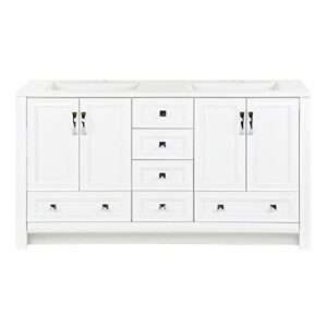 Spring Mill Cabinets Nimay Bathroom Vanity with Sink, 60.25 in. W x 18.75 in. D x 33.13 in. H, White
