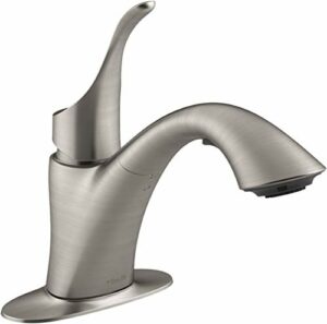 KOHLER K-22035-VS Simplice Laundry Sink Faucet, Single Handle Pull-Out, 2-function Spray Head, 3-hole Install, Utility Sink Faucet in Vibrant Stainless Finish